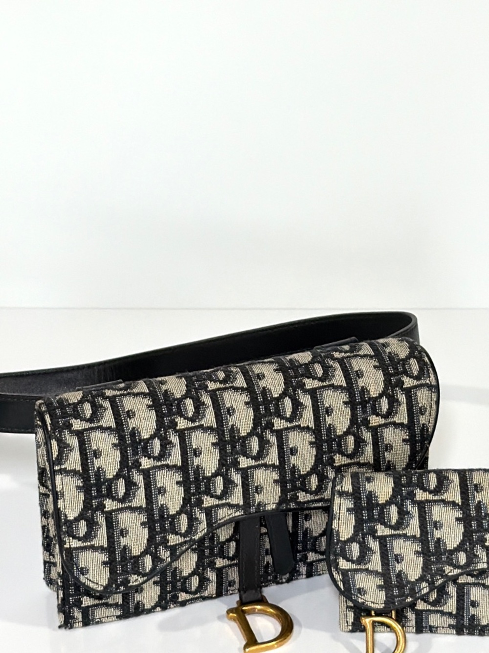 Dior 2019 Oblique Saddle Belt Bag + Lotus Wallet Set – Blue